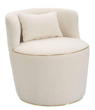 Mauro Ferretti Sill&oacute;n de tela blanca y dorada cm 63x68x69
