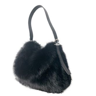 Generic Womens Plush Bags Plush Shoulder Bag Casual Temperament Large Capacity Underarm Womens Fur Handbag(Black)