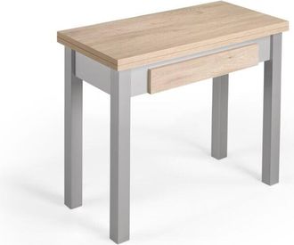 HERDASA Herdasa, Mesa De Cocina Extensible, Modelo Liv, En Melamina Y Metal, 77x80x40cm, Roble-gris