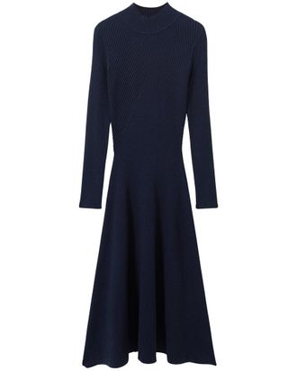 Reiss Hannah-Plain Fluted Knitted Midi Dress