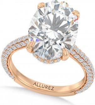 Allurez Oval Lab Diamond Engagement Ring 14K Rose Gold (3.90ct)