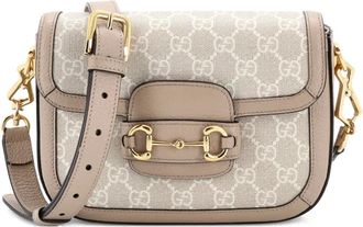 Gucci Horsebit 1955 Shoulder Bag GG Coated Canvas with Leather Mini crossbody bag - Toni neutri