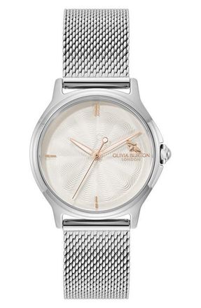 Olivia Burton Classic Bee Mesh Strap Watch, 30mm in Silver at Nordstrom