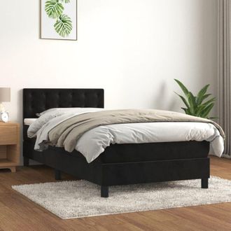 vidaXL Cama Box Spring Con Colch&oacute;n Terciopelo Negro 80x200 Cm Vidaxl