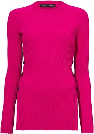 Proenza Schouler Geribbelde gebreide trui met knoopdetails - Dames - Ronde hals truien - Roze - L - Truien & Vesten