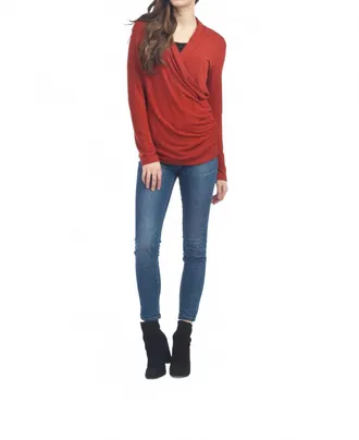 Papillon Crossover Rouching Side Top In Rust