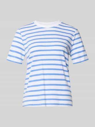 Comma T-Shirt im Allover-Look mit Rundhalsausschnitt in Royal, Gr&ouml;&szlig;e 34