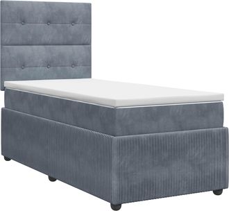 vidaXL Cama Box Spring Con Colch&oacute;n Gris Oscuro 100 X 200 Cm Terciopelo Vidaxl