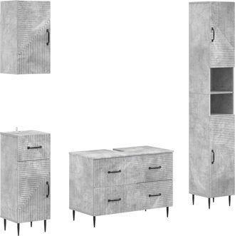vidaXL Juego De Armarios De Ba&ntilde;o De 4 Piezas Haarlem Gris Hormig&oacute;n Vidaxl
