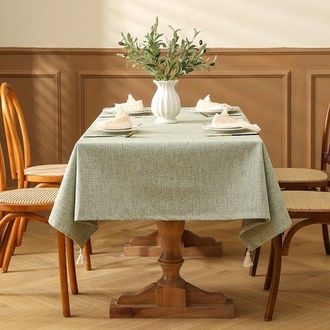 No Brand Mantel Impermeable Con Textura De Lino Color Verde Matcha Y Borlas (130x230cm)