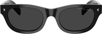Prada 52mm Polarized Cat Eye Sunglasses in Black /Polar Black at Nordstrom