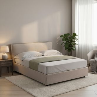 Dmora Cama Doble Brunate, Colch&oacute;n Incluido, Desenfundable, Hecho En Italia, Almacenamiento, Gris Taupe Taupe