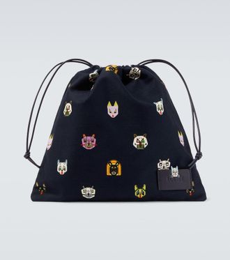 Loewe x Louis Wain leather-trimmed cotton pouch