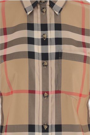 Burberry Womens Cotton Shirt With Check Pattern Multicolour