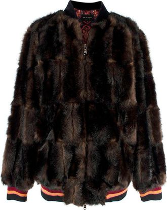 Etro Brown Faux Fur Bomber Jacket Size XS