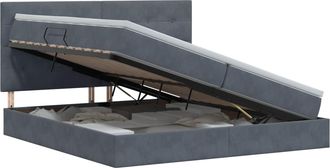 vidaXL Cama Con Almacenamiento Y Colch&oacute;n Gris Oscuro 200 X 200 Cm Vidaxl