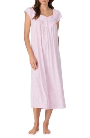 Eileen West Floral Cap Sleeve Cotton Nightgown in Pink/White at Nordstrom, Size X-Small