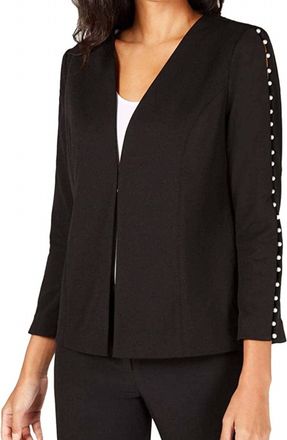 Alfani Pearl Embellished Jacket In Deep Black