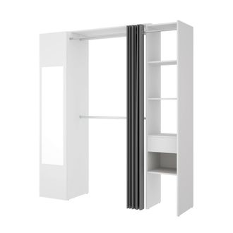 Dmora Armario Dmancin, Estructura Para Vestidor, Perchero Abierto, 177x52h205 Cm, Blanco Y Antracita - Dmora