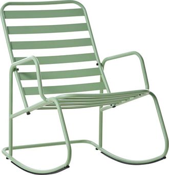 Beliani Silla Mecedora Moderna De Metal Para Jard&iacute;n Dise&ntilde;o De Listones Exterior Aluminio Verde Turi