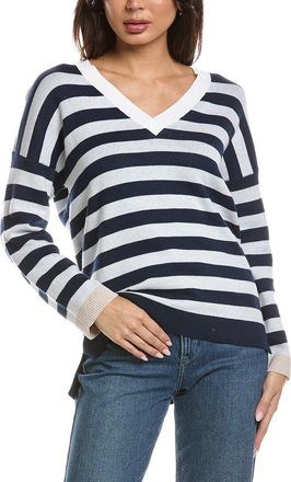 Fort&eacute; Cashmere High-Low Stripe Cashmere-Blend Sweater