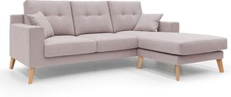 Divani.Store Danish Sof&aacute; Rinconero Moderno Reversible De Tela Suave E Impermeable 237 Cm Rosa