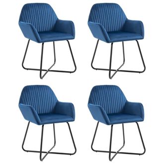 vidaXL Vidaxl - Sedie Da Pranzo 4 Pz Blu In Velluto