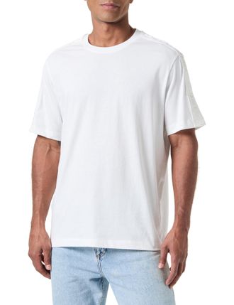 A|X Armani Exchange Mens Small Embroidered Logo Regular Fit Tee T-Shirt, Off White, XXL