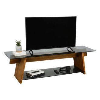 Dmora Dmora - Mueble De Televisi&oacute;n Zosma, Aparador De Sal&oacute;n, Mueble Bajo Para Tv, Base De Pared Equipada, 158x40h45 Cm, Nogal Y Negro, Con Embalaje Reforzad