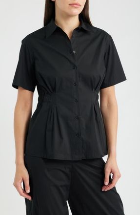 Anne Klein Pleated Waist Shirt in Anne Black at Nordstrom, Size X-Large