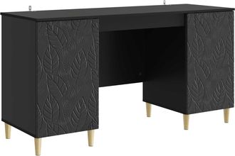 vidaXL Escritorio Negro 142,5 X 50 X 75 Cm Madera De Ingenier&iacute;a Vidaxl