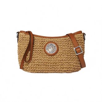 Brighton Womens Shelby Straw Pouch In Luggage-Wheat