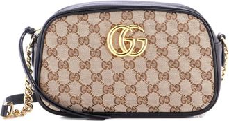 Gucci GG Marmont Shoulder Bag Diagonal Quilted GG Canvas with Leather Small crossbody bag - Zwart