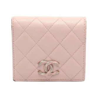 Chanel Pre-owned Wallets, female, Pink, Size: ONE SIZE Pre-owned Matelasse Grained Calf Small Wallet