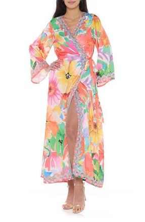 Ranee’s Floral Long Sleeve Wrap Duster in Orange at Nordstrom Rack