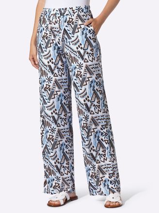 Heine Jerseyhose HEINE, Damen, Gr. 34, Normalgr&ouml;ssen, wei&szlig;, eisblau, bedruckt, 95% Polyester, 5% Elasthan, bedruckt, gemustert, mehrfarbig, Hosen Jerseyhose