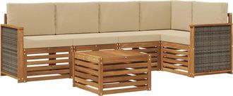vidaXL Conjunto De Sof&aacute;s De Exterior 6 Uds. Natural Vidaxl