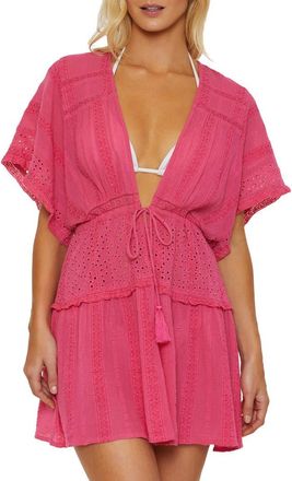 Isabella Rose Taylor Siena Eyelet Embroidered Cover-Up Tunic in Rouge at Nordstrom, Size Medium