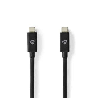 Nedis Cable Usb Usb 4.0 Generaci&oacute;n 2x2 Usb-c Hane Usb-c Hane 240 W 8k@60hz 20 Gbps N&iacute;quel Plateado 2,00 Metros Redondo Pvc Negro Kuvert