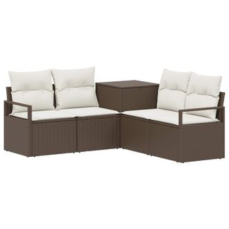 vidaXL Juego De Sof&aacute; 5 Uds. Marr&oacute;n Y Crema Blanca Vidaxl