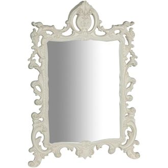 Biscottini International Biscottini - Specchio da parete 113x84x87 cm Made in Italy Specchio shabby bianco anticato Specchio barocco Specchio per bagno rettangolare