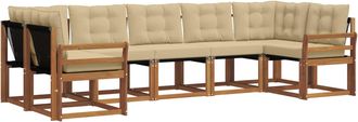 vidaXL Conjunto De Sof&aacute;s De Exterior 7 Uds. Natural Y Beige Vidaxl