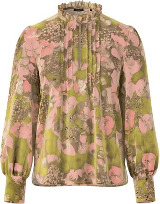 Joop Bloesemprint Logo Blouse - Dames - Blouses - Veelkleurig - M - Polyester - Overhemden