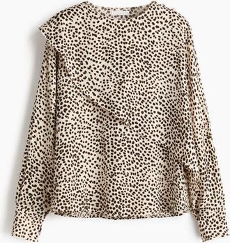 H&M Cape-detail Blouse in Cream/cheetah Print at Nordstrom, Size X-Small