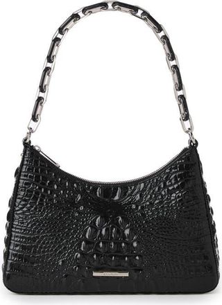 Brahmin Mod Esme Croc Embossed Leather Shoulder Bag in Black at Nordstrom
