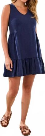 Tribal Soft Slub Knit Sleeveless V-Neck Mini Dress In Jet Blue