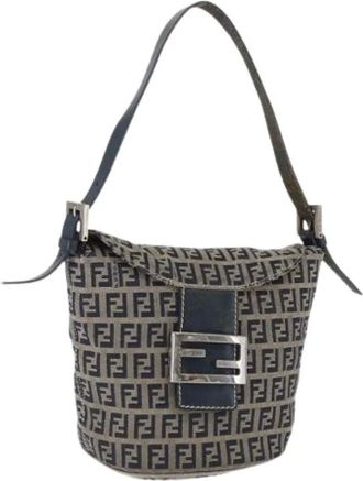 Fendi Pre-owned Shoulder Bags, female, Blue, Size: ONE SIZE Pre-owned Canvas Shoulder Bag