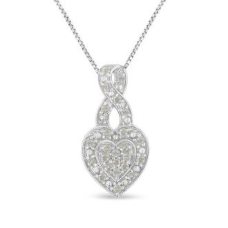 House of Brilliance 925 Sterling Silver 1/3 Cttw Diamond Awareness Ribbon Halo Heart Pendant Necklace at Nordstrom