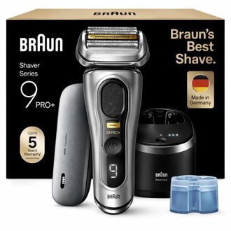 Braun Series 9 Pro+ Electric Shaver With Cleaning Station And Powercase - Wet & Dry - 9577cc Silver