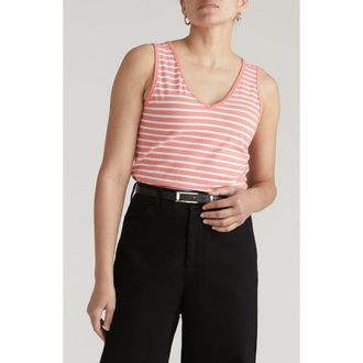 Universal Standard Double V Stretch Cotton Tank in Portrait Pink at Nordstrom, Size Xxx-Large